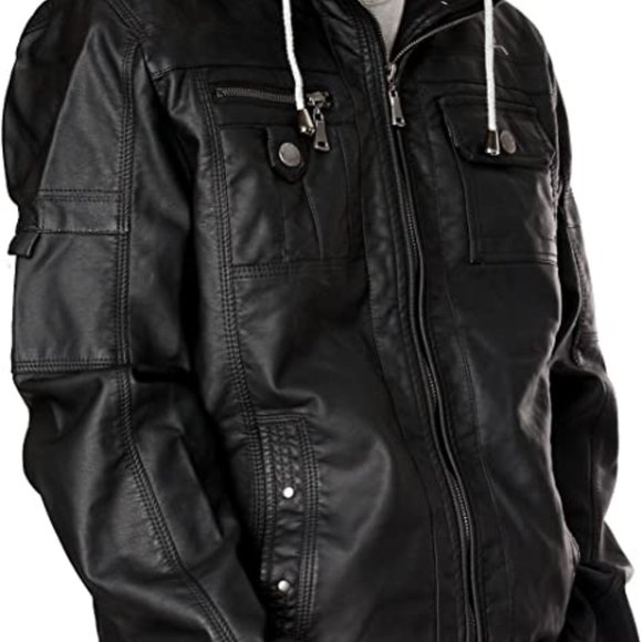 New Slim fit Black Genuine Lambskin Mens VINATGE Leather Jacket Biker Motorcycle - Picture 3 of 3